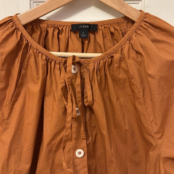Jcrew women long sleeve shirt button up burnt orange peasant boho top size large - Picture 2 of 5